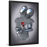 3D Effect Art Eternal Love Iron Mesh Red Heart Color Gold V1 Framed Art Print Wall Decor - Painting Art,Framed Picture,Wall Art