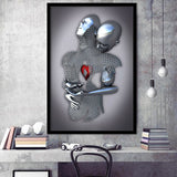 3D Effect Art Eternal Love Iron Mesh Red Heart Color Gold V1 Framed Art Print Wall Decor - Painting Art,Framed Picture,Wall Art