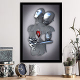 3D Effect Art Eternal Love Iron Mesh Red Heart Color Gold V1 Framed Art Print Wall Decor - Painting Art,Framed Picture,Wall Art