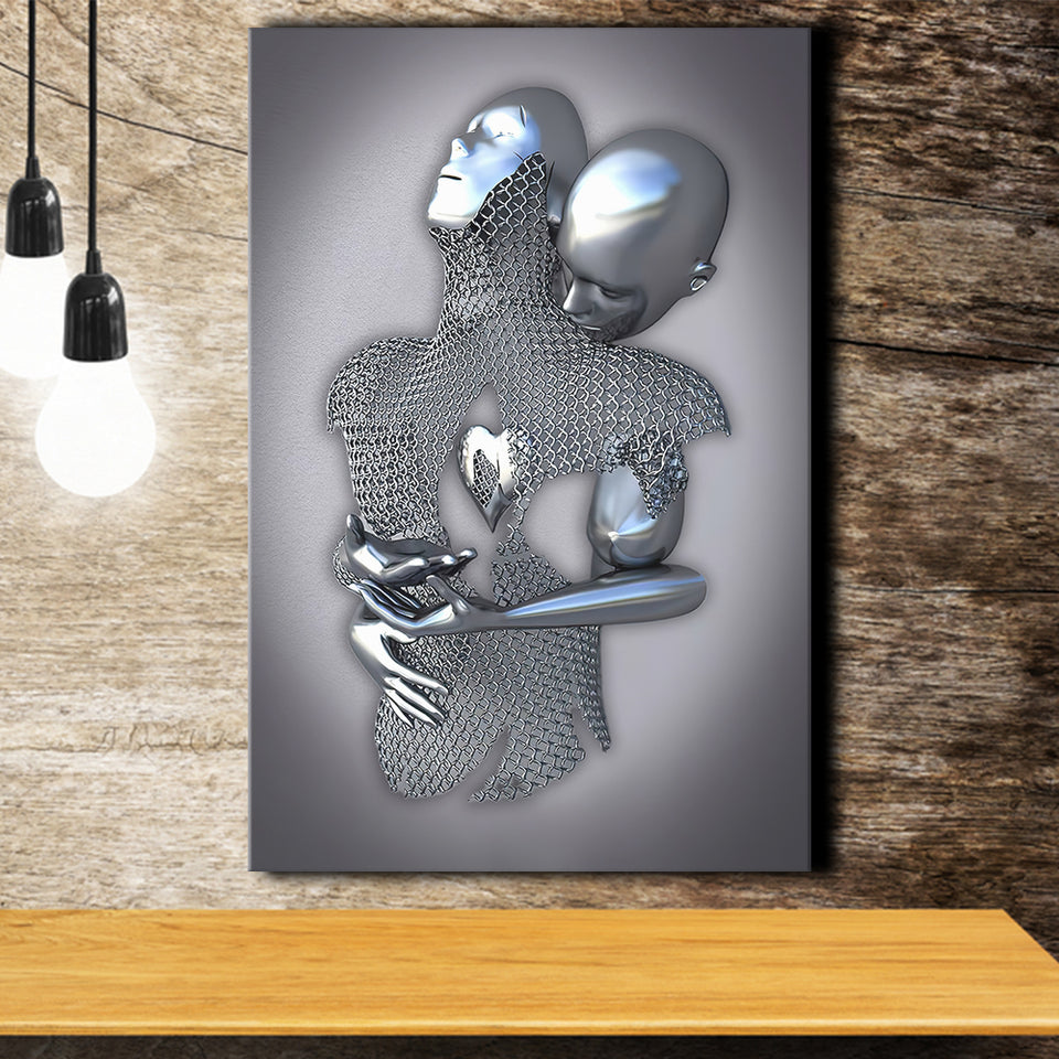 3D Effect Art Eternal Love Iron Mesh Abstract Art Canvas Prints Wall Art - Painting Canvas, Home Wall Decor, For Sale
