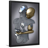 3D Effect Art Eternal Love Iron Mesh Black & Gold Framed Art Prints Wall Decor - Painting Prints, Wall Art, Black Picture