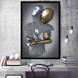 3D Effect Art Eternal Love Iron Mesh Black & Gold Framed Art Prints Wall Decor - Painting Prints, Wall Art, Black Picture