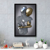 3D Effect Art Eternal Love Iron Mesh Black & Gold Framed Canvas Prints Wall Art - Painting Canvas, Wall Decor,Art Prints,Floating Frame