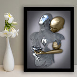 3D Effect Art Eternal Love Iron Mesh Black & Gold Framed Art Prints Wall Decor - Painting Prints, Wall Art, Black Picture