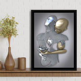 3D Effect Art Eternal Love Iron Mesh Black & Gold Framed Canvas Prints Wall Art - Painting Canvas, Wall Decor,Art Prints,Floating Frame