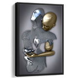 3D Effect Art Eternal Love Iron Mesh Black & Gold Framed Canvas Prints Wall Art - Painting Canvas, Wall Decor,Art Prints,Floating Frame