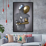 3D Effect Art Eternal Love Iron Mesh Black & Gold Framed Art Prints Wall Decor - Painting Prints, Wall Art, Black Picture
