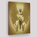 3D Effect Art Fallen Angel Iron Mesh Glitter Gold Background V2 Canvas Prints Wall Art - Painting Canvas, Home Wall Decor, For Sale