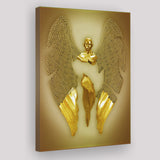 3D Effect Art Fallen Angel Iron Mesh Glitter Gold Background V3 Canvas Prints Wall Art - Painting Canvas, Home Wall Decor, For Sale