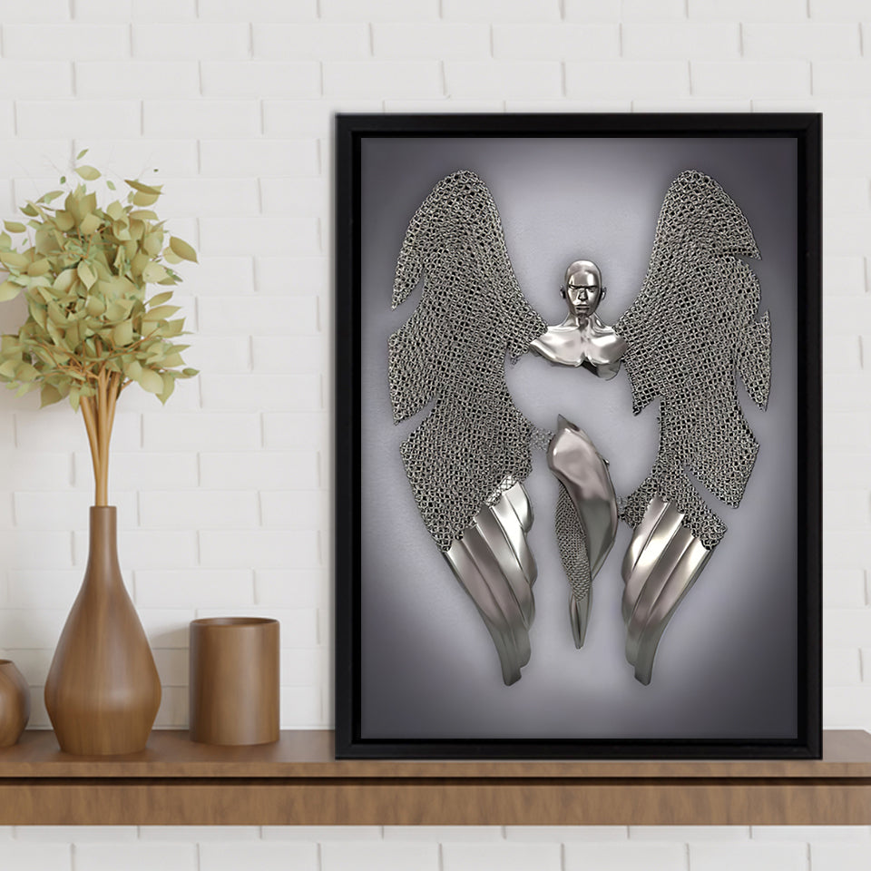 3D Effect Art Fallen Angel Iron Mesh Framed Canvas Prints Wall Art - Painting Canvas, Home Wall Decor,Framed Picture, For Sale