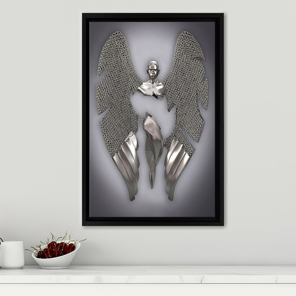 3D Effect Art Fallen Angel Iron Mesh Framed Canvas Prints Wall Art - Painting Canvas, Home Wall Decor,Framed Picture, For Sale
