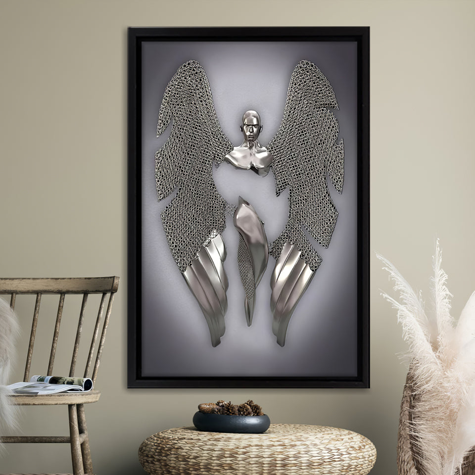3D Effect Art Fallen Angel Iron Mesh Framed Canvas Prints Wall Art - Painting Canvas, Home Wall Decor,Framed Picture, For Sale
