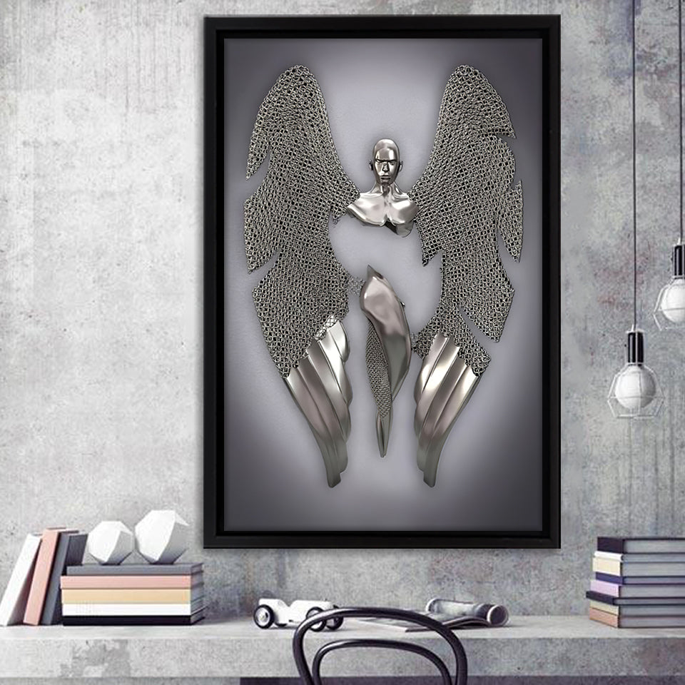 3D Effect Art Fallen Angel Iron Mesh Framed Canvas Prints Wall Art - Painting Canvas, Home Wall Decor,Framed Picture, For Sale