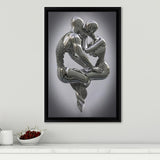 3D Effect Art Hugging Kissing Framed Canvas Prints Wall Art - Painting Canvas, Home Wall Decor, Prints for Sale, Floating Frame