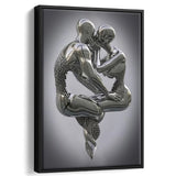 3D Effect Art Hugging Kissing Framed Canvas Prints Wall Art - Painting Canvas, Home Wall Decor, Prints for Sale, Floating Frame