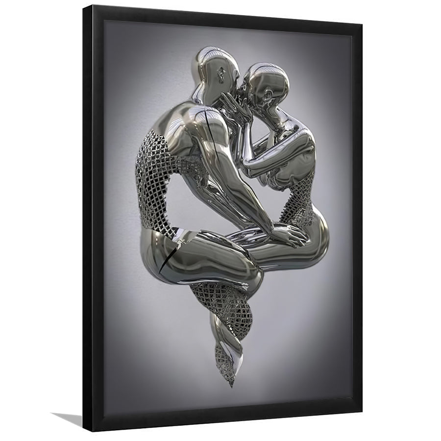 3D Effect Art Hugging Kissing Framed Art Prints Wall Decor - Framed Painting, Home Wall Art, Prints for Sale, Black Frame