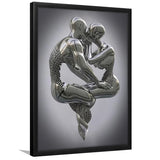 3D Effect Art Hugging Kissing Framed Art Prints Wall Decor - Framed Painting, Home Wall Art, Prints for Sale, Black Frame