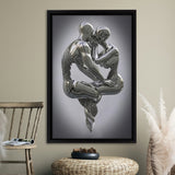 3D Effect Art Hugging Kissing Framed Canvas Prints Wall Art - Painting Canvas, Home Wall Decor, Prints for Sale, Floating Frame