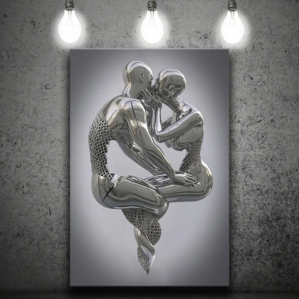 3D Effect Art Hugging Kissing Canvas Prints Wall Art - Painting Canvas, Home Wall Decor, Prints for Sale, Painting Art