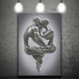 3D Effect Art Hugging Kissing Canvas Prints Wall Art - Painting Canvas, Home Wall Decor, Prints for Sale, Painting Art