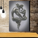 3D Effect Art Hugging Kissing Canvas Prints Wall Art - Painting Canvas, Home Wall Decor, Prints for Sale, Painting Art