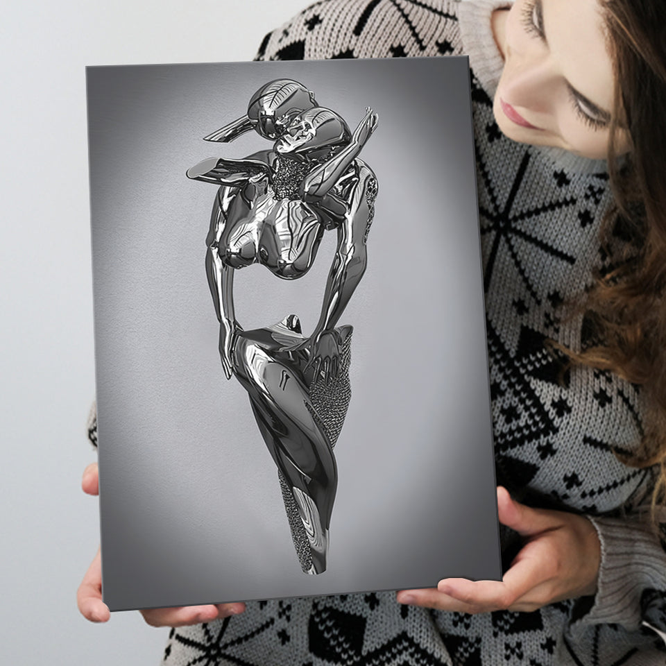 3D Effect Art Hugging Cuddling Couples Canvas Prints Wall Art - Painting Canvas, Home Wall Decor, For Sale