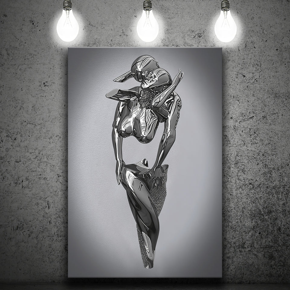 3D Effect Art Hugging Cuddling Couples Canvas Prints Wall Art - Painting Canvas, Home Wall Decor, For Sale