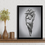3D Effect Art Hugging Cuddling Couples Framed Canvas Prints Wall Art - Painting Canvas,Floating Frame, Home Wall Decor