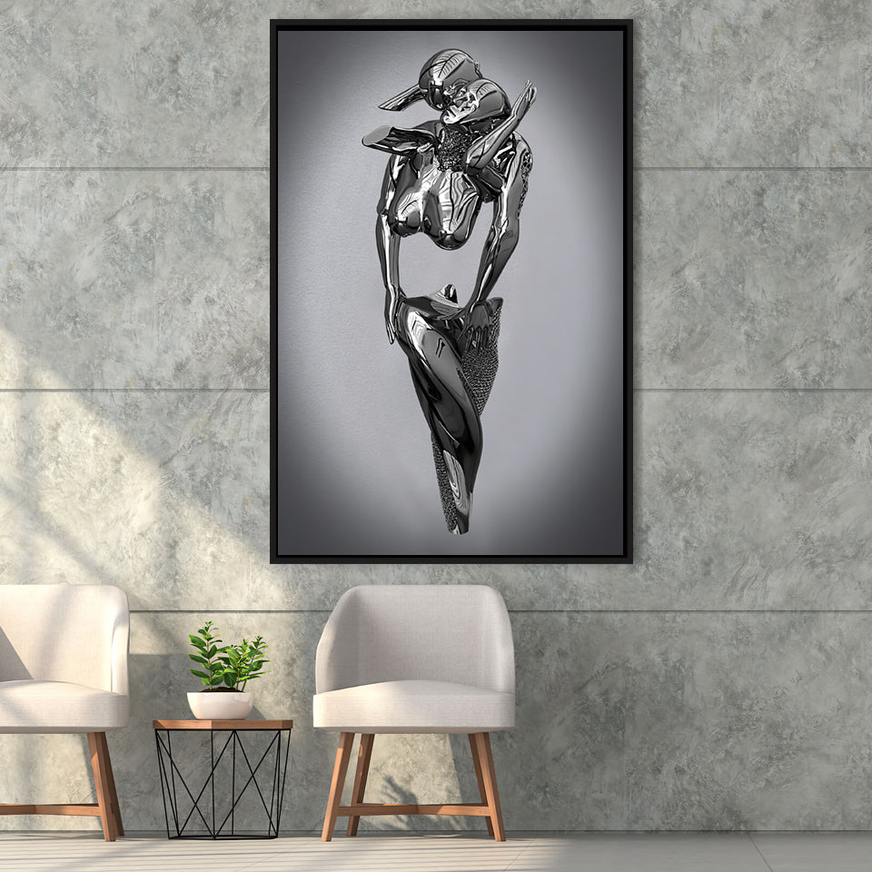 3D Effect Art Hugging Cuddling Couples Framed Canvas Prints Wall Art - Painting Canvas,Floating Frame, Home Wall Decor