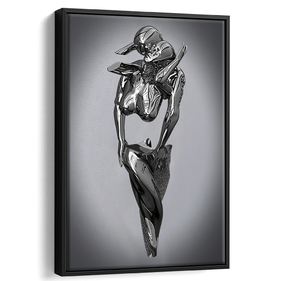 3D Effect Art Hugging Cuddling Couples Framed Canvas Prints Wall Art - Painting Canvas,Floating Frame, Home Wall Decor