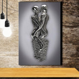 3D Effect Art Hug Lovers Iron Mesh Abstract Art Canvas Prints Wall Art - Painting Canvas, Home Wall Decor, For Sale