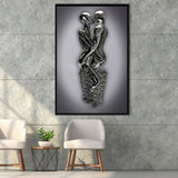 3D Effect Art Hug Lovers Iron Mesh Abstract Art Framed Canvas Prints Wall Art - Painting Canvas,Floating Frame, Home Wall Decor