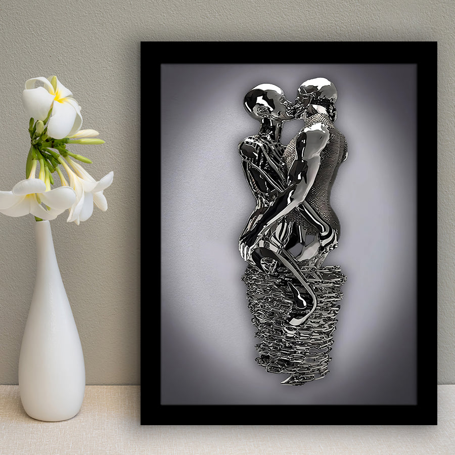 3D Effect Art Hug Lovers Iron Mesh Abstract Art Framed Art Print Wall Decor - Painting Art,Framed Picture,Wall Art