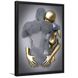 3D Effect Art Hug Love Black & Gold Framed Art Prints Wall Decor - Painting Prints, Wall Art, Black Picture, Ready to hang
