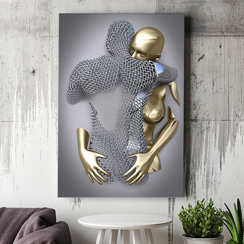 3D Effect Art Hug Love Black & Gold Canvas Prints Wall Art - Painting Canvas, Wall Decor, Art Prints, Painting Prints