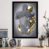 3D Effect Art Hug Love Black & Gold Framed Art Prints Wall Decor - Painting Prints, Wall Art, Black Picture, Ready to hang