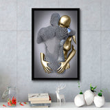 3D Effect Art Hug Love Black & Gold Framed Canvas Prints Wall Art - Painting Canvas, Wall Decor, Art Prints, Floating Frame