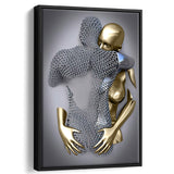 3D Effect Art Hug Love Black & Gold Framed Canvas Prints Wall Art - Painting Canvas, Wall Decor, Art Prints, Floating Frame