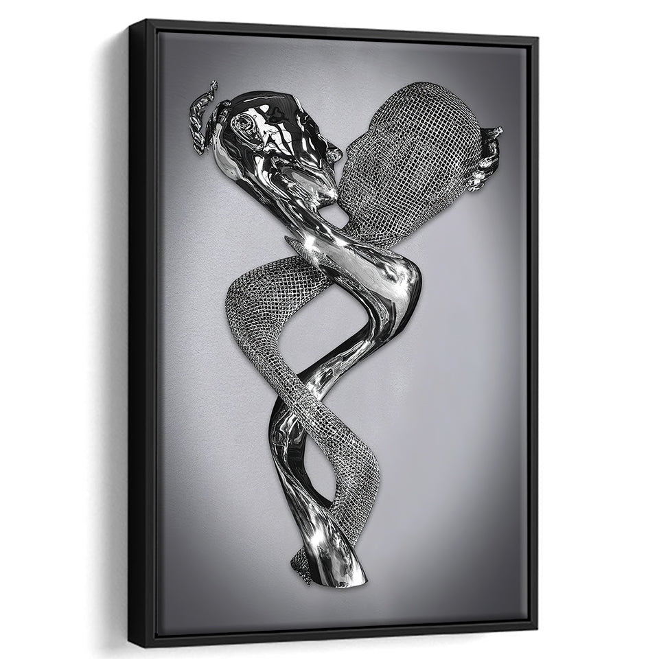 3D Effect Art Infinite Kiss Love Framed Canvas Prints Wall Art - Painting Canvas,Floating Frame, Home Wall Decor