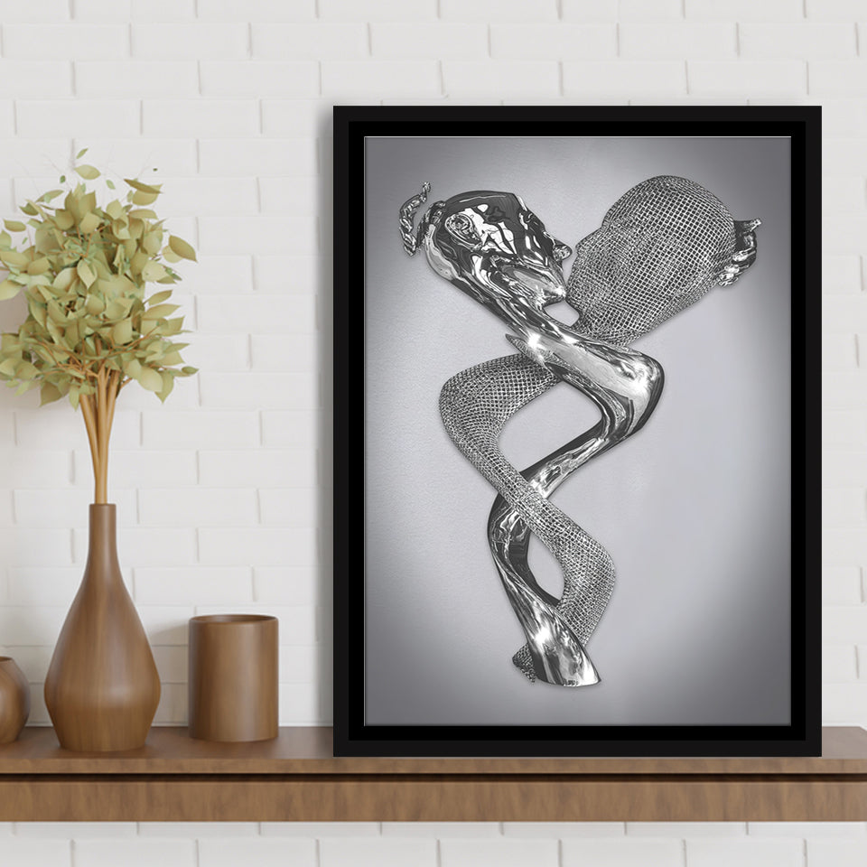 3D Effect Art Infinite Kiss Love Framed Canvas Prints Wall Art - Painting Canvas,Floating Frame, Home Wall Decor