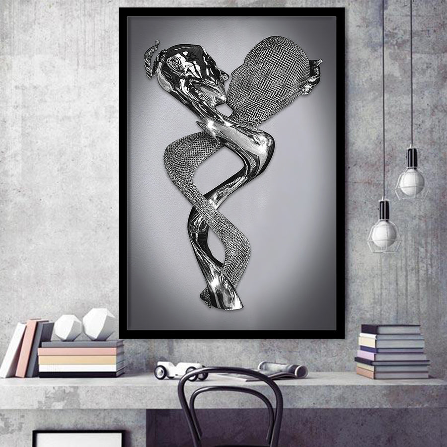 3D Effect Art Infinite Kiss Love Framed Art Print Wall Decor - Painting Art,Framed Picture,Wall Art