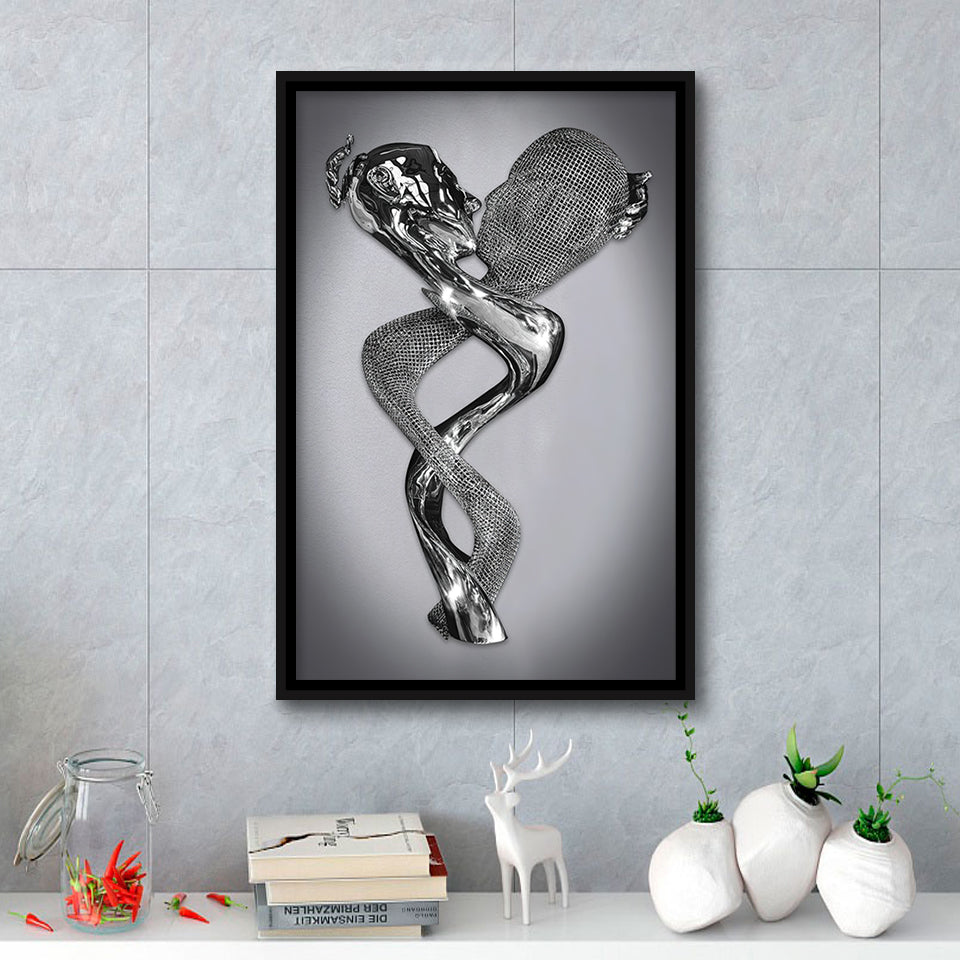 3D Effect Art Infinite Kiss Love Framed Canvas Prints Wall Art - Painting Canvas,Floating Frame, Home Wall Decor