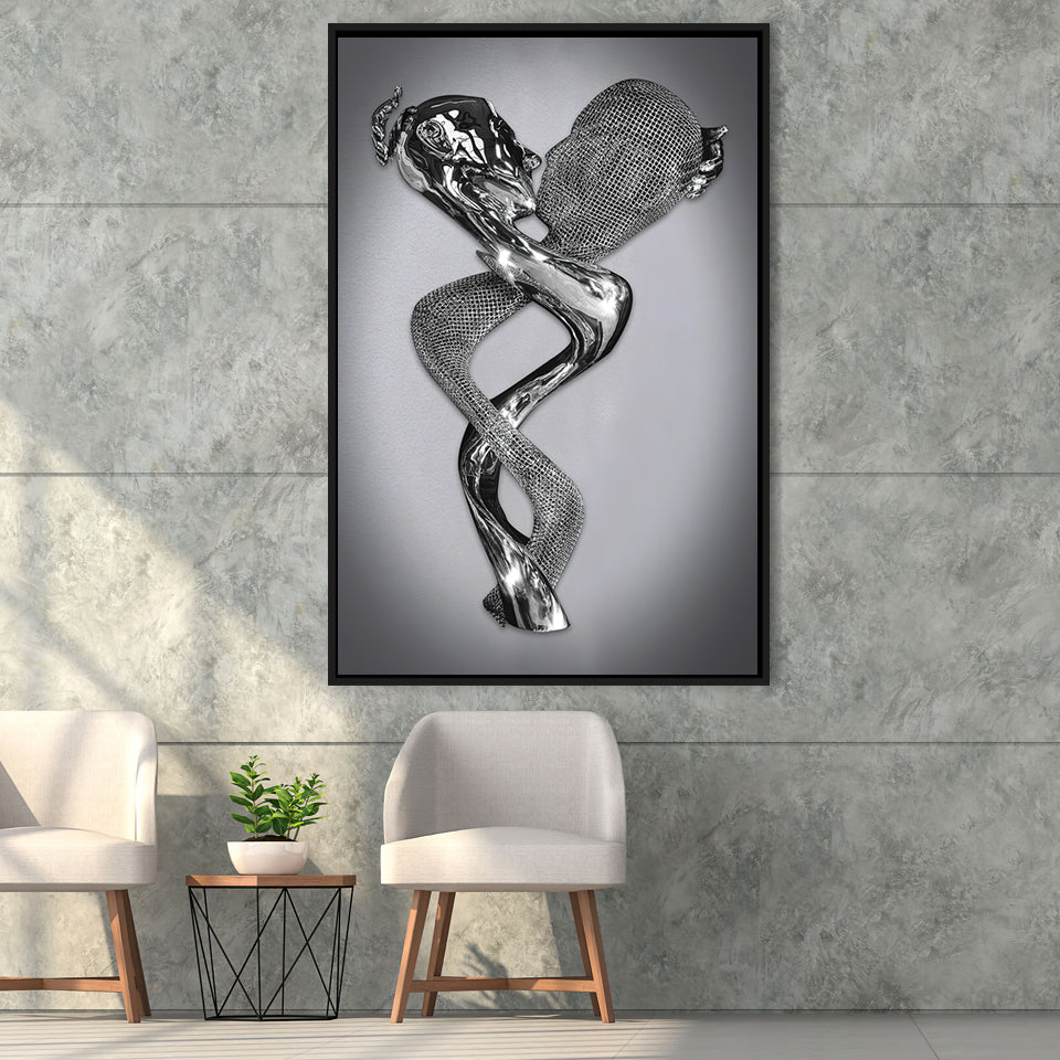 3D Effect Art Infinite Kiss Love Framed Canvas Prints Wall Art - Painting Canvas,Floating Frame, Home Wall Decor