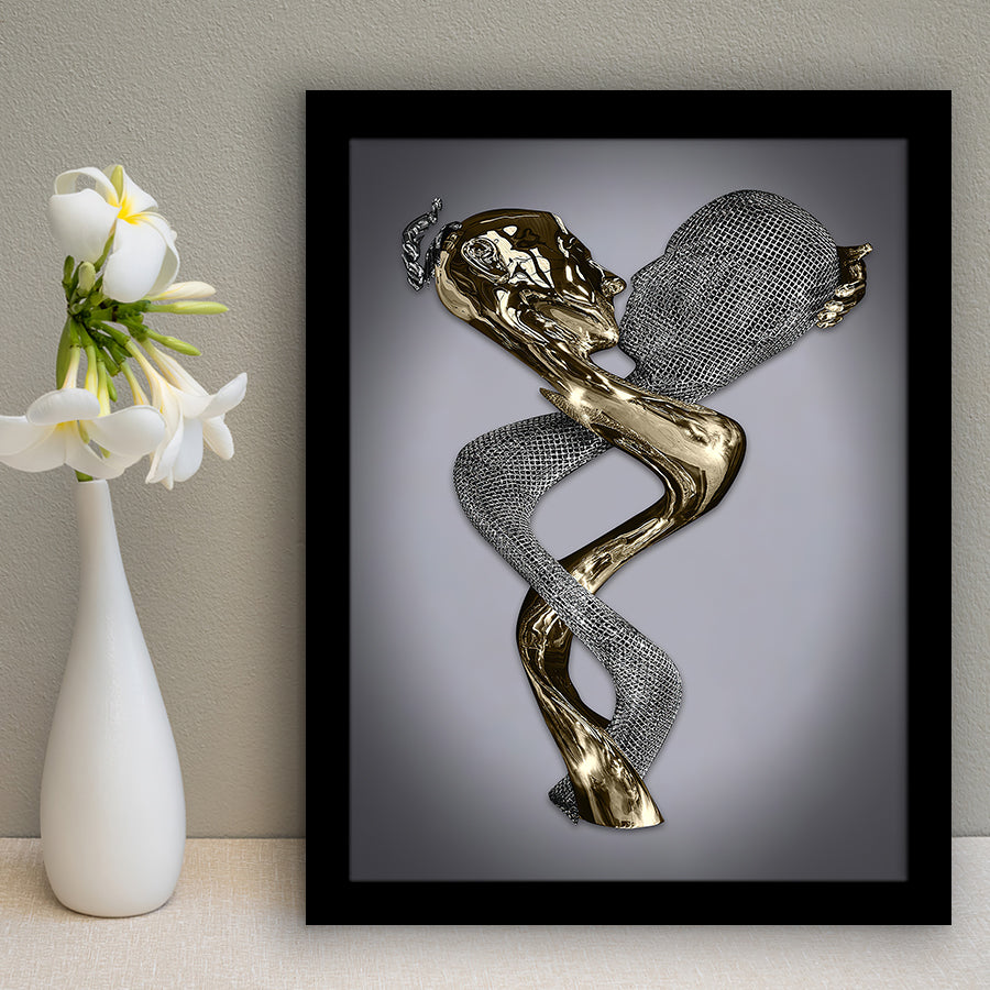 3D Effect Art Infinite Love Black & Gold Framed Art Prints Wall Decor - Painting Prints, Wall Art, Black Picture, Ready to hang