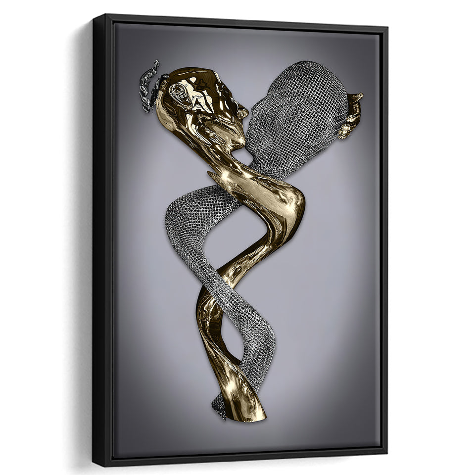 3D Effect Art Infinite Love Black & Gold Framed Canvas Prints Wall Art - Painting Canvas, Wall Decor, Art Prints, Floating Frame