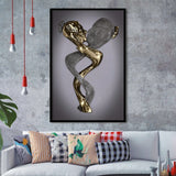 3D Effect Art Infinite Love Black & Gold Framed Art Prints Wall Decor - Painting Prints, Wall Art, Black Picture, Ready to hang