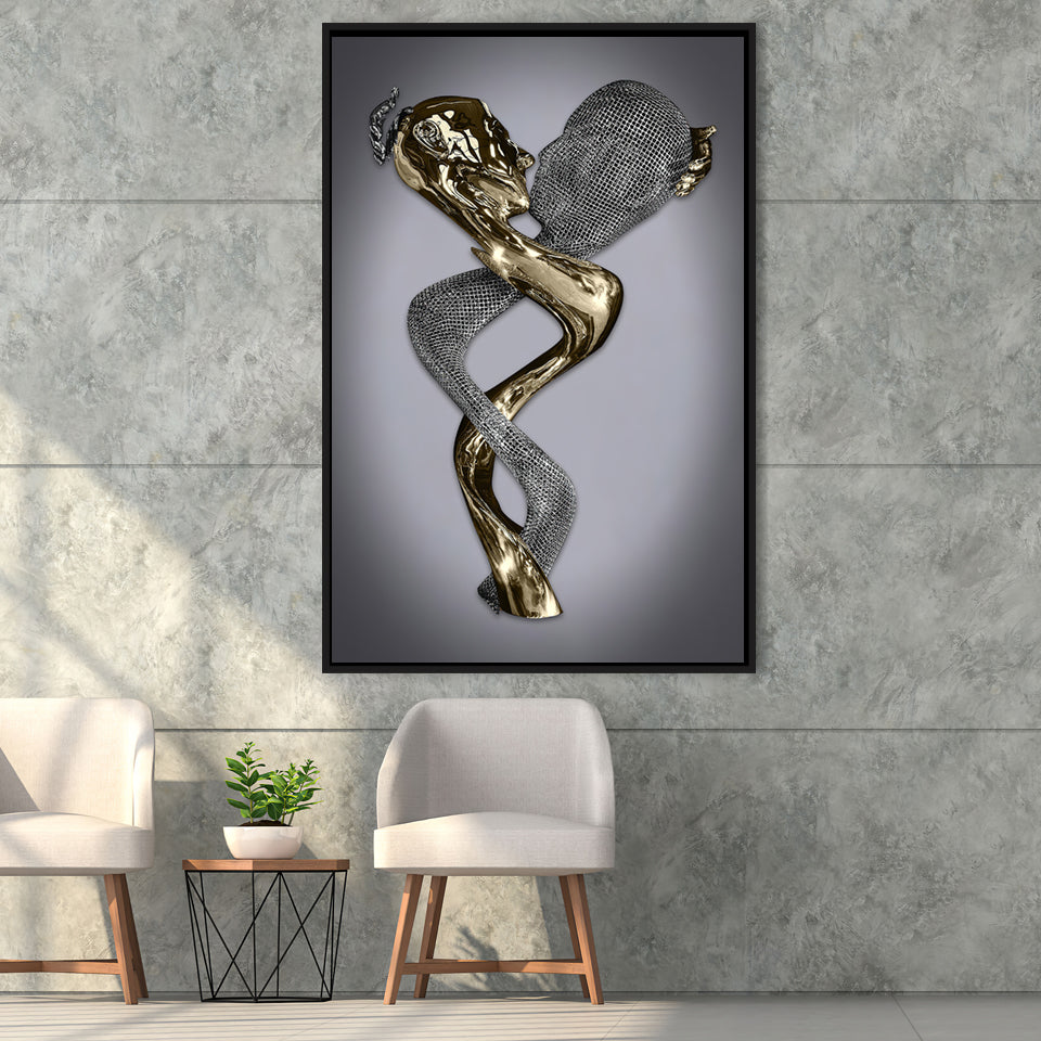 3D Effect Art Infinite Love Black & Gold Framed Canvas Prints Wall Art - Painting Canvas, Wall Decor, Art Prints, Floating Frame