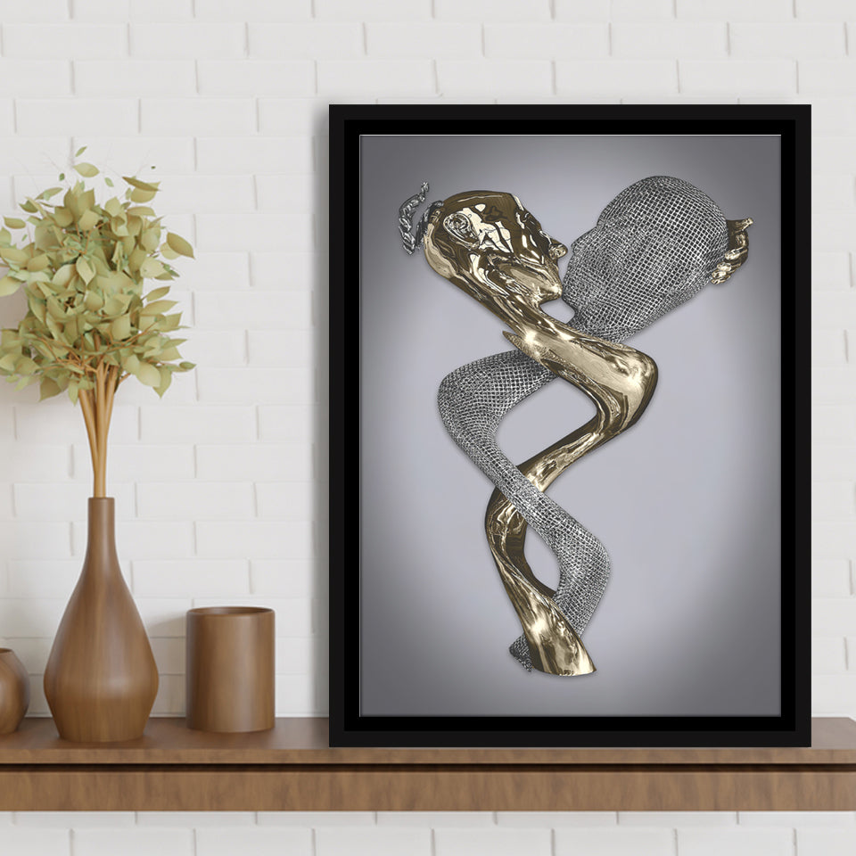3D Effect Art Infinite Love Black & Gold Framed Canvas Prints Wall Art - Painting Canvas, Wall Decor, Art Prints, Floating Frame