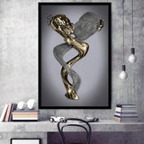 3D Effect Art Infinite Love Black & Gold Framed Art Prints Wall Decor - Painting Prints, Wall Art, Black Picture, Ready to hang