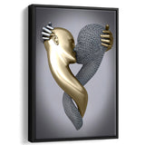 3D Effect Art Kissing Black & Gold Framed Canvas Prints Wall Art - Painting Canvas, Wall Decor, Art Prints, Floating Frame